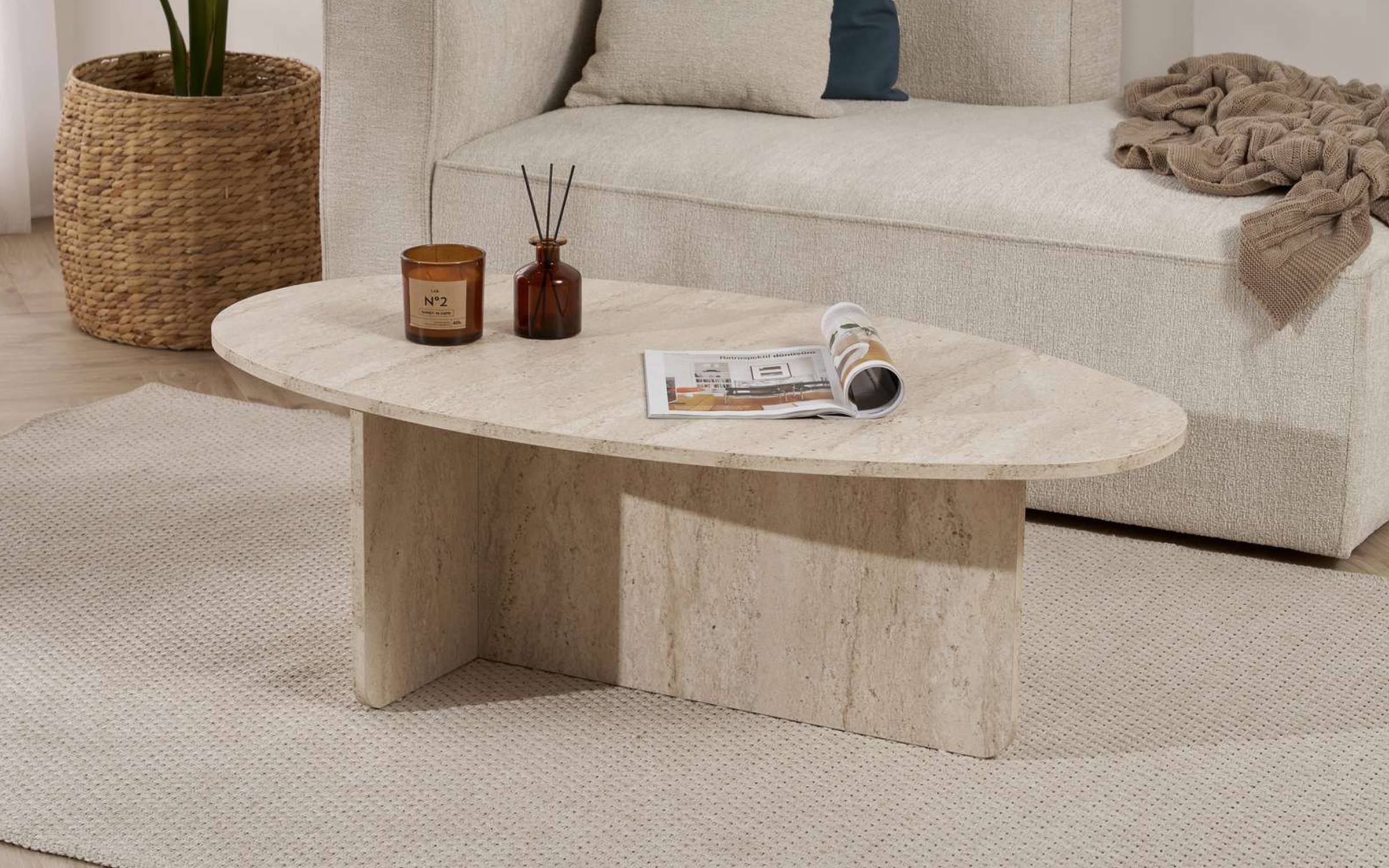 Masuta de cafea Orba, decor travertin  1